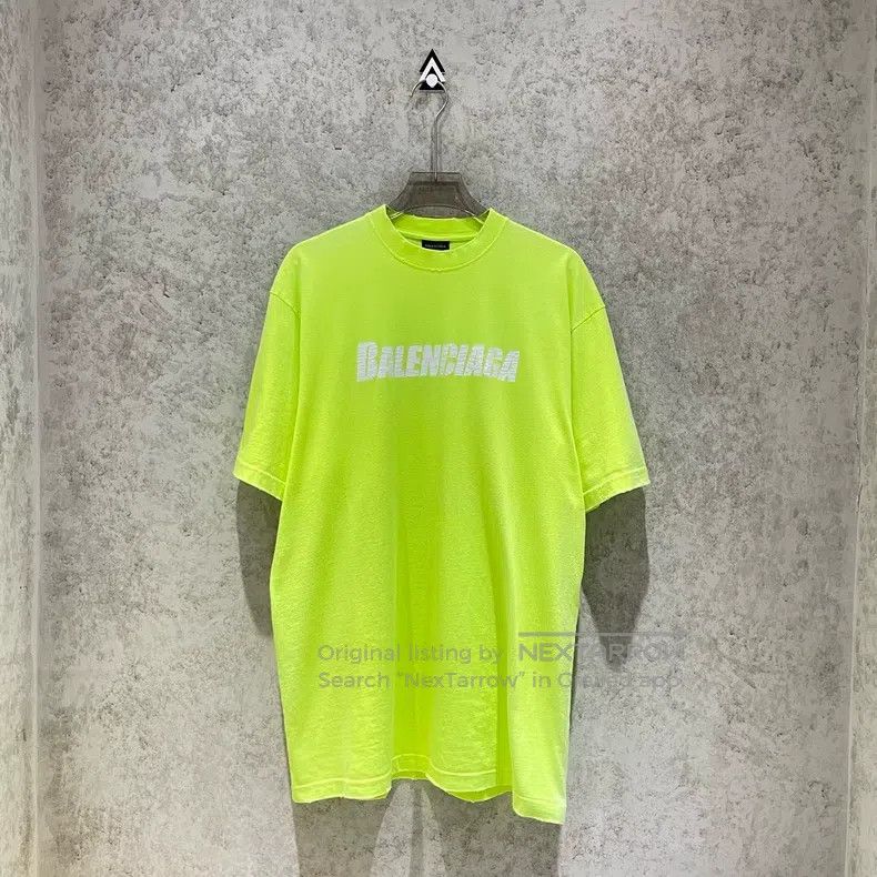 Balenciaga Balenciaga Ripped Logo Distressed Fluorescent Green Short Size US XXS / EU 40 - 1 Thumbnail