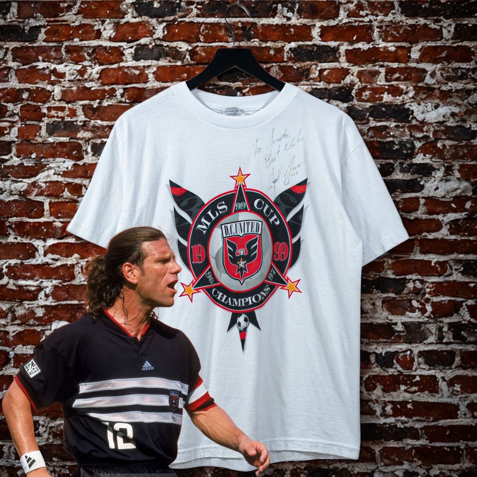 Adidas Jeff Agoos Signed DC United 99 MLS Cup Champs T-Shirt Adidas Size US S / EU 44-46 / 1 - 16 Thumbnail