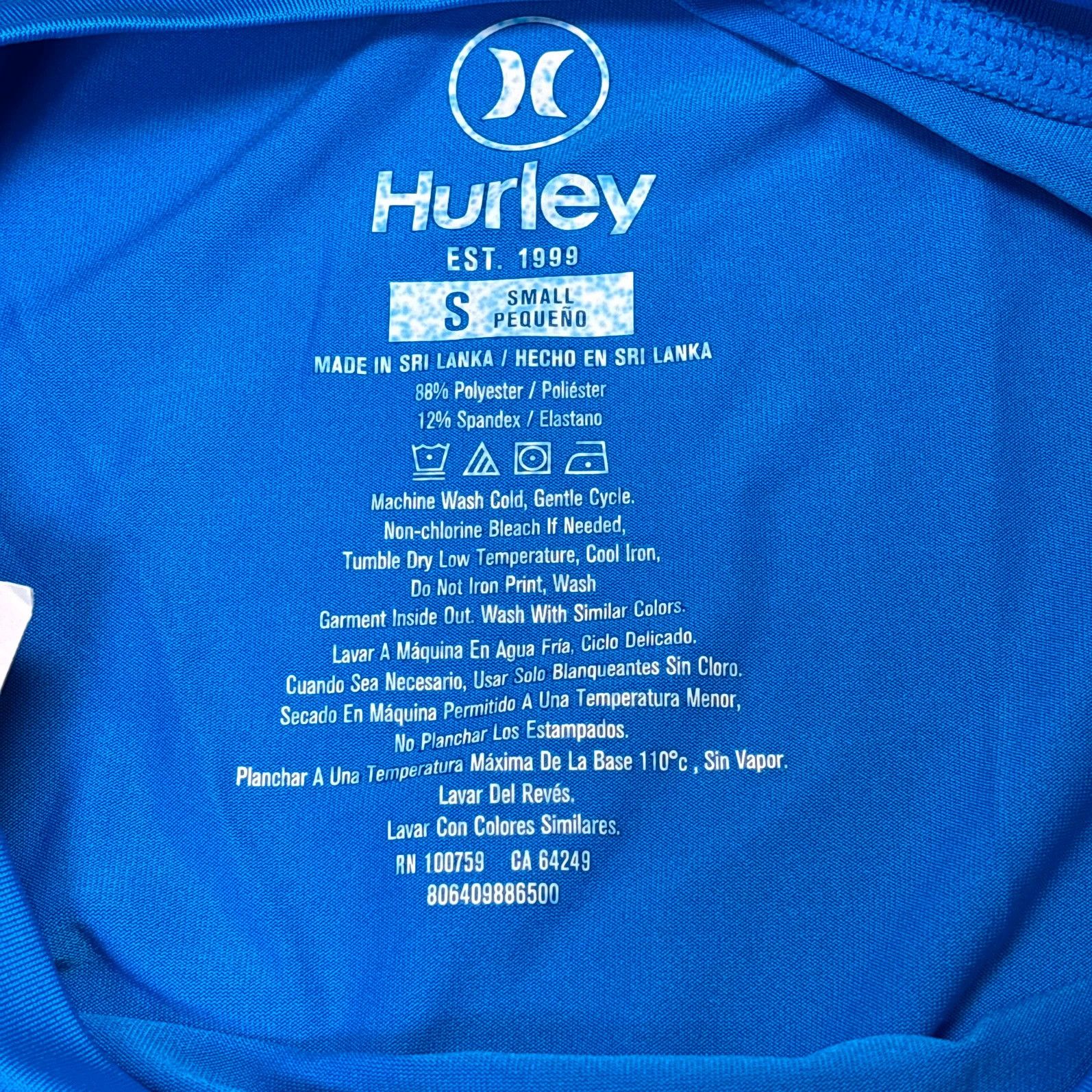 Hurley Hurley Men's Blue Heroic Long Sleeve Rash Guard Shirt Small Size US S / EU 44-46 / 1 - 15 Thumbnail