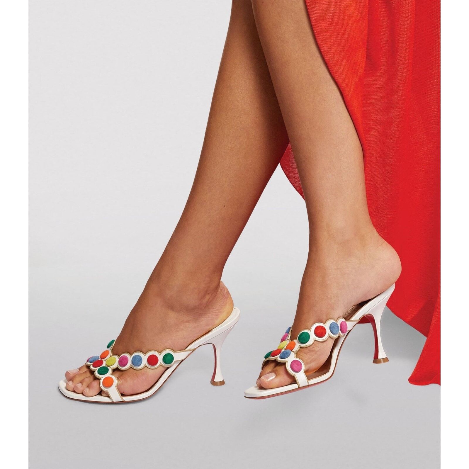 Christian Louboutin Smarta 85 White Multi Backless Mule Sandal Heel Pump 38.5 Size US 8.5 / IT 38.5 - 3 Thumbnail