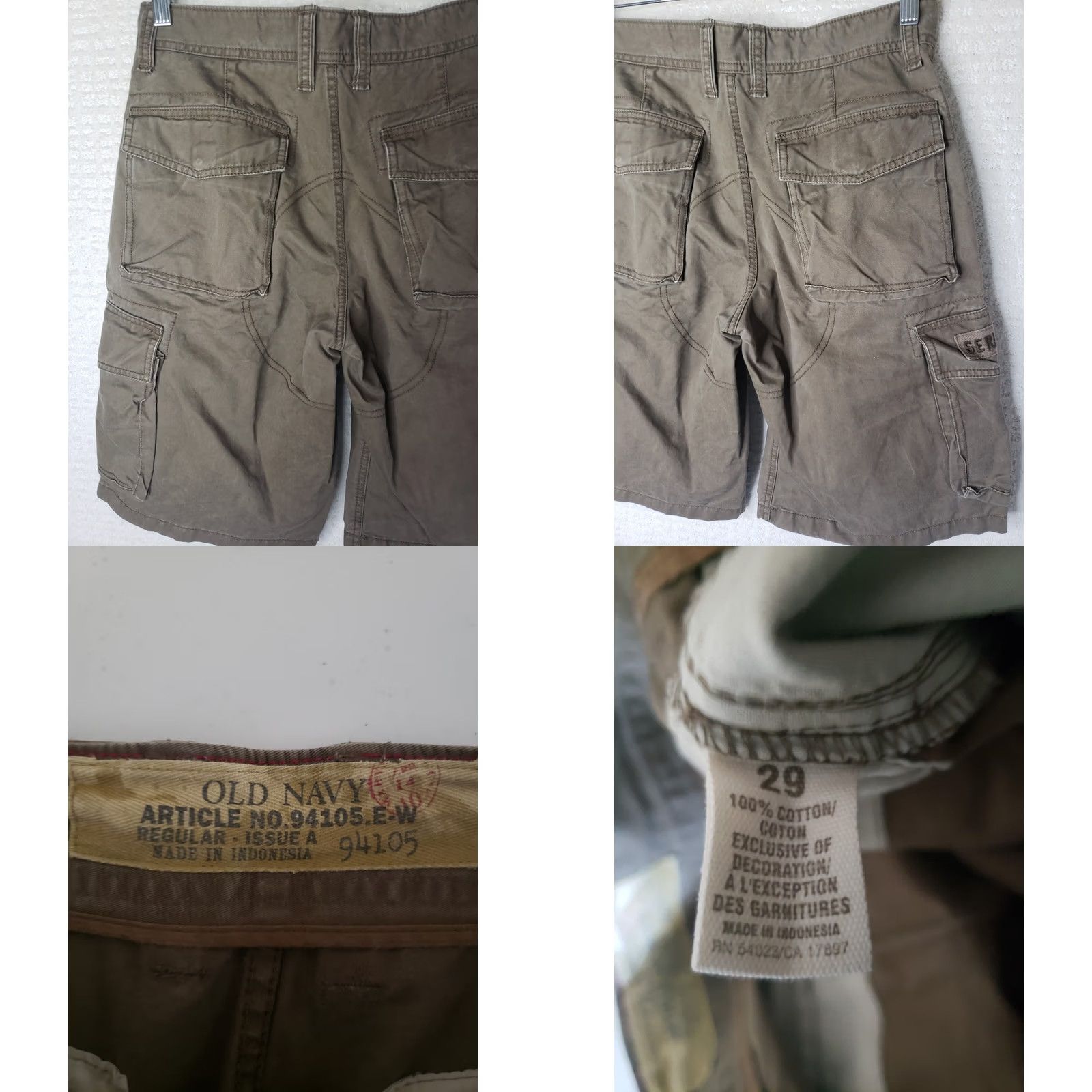 Old Navy Old Navy Cargo Shorts Mens 29 Tan Brown Twill 12 Inseam Casual Outdoor Cotton Zip Regular Flat Front Pocketed Size US 29 - 8 Thumbnail