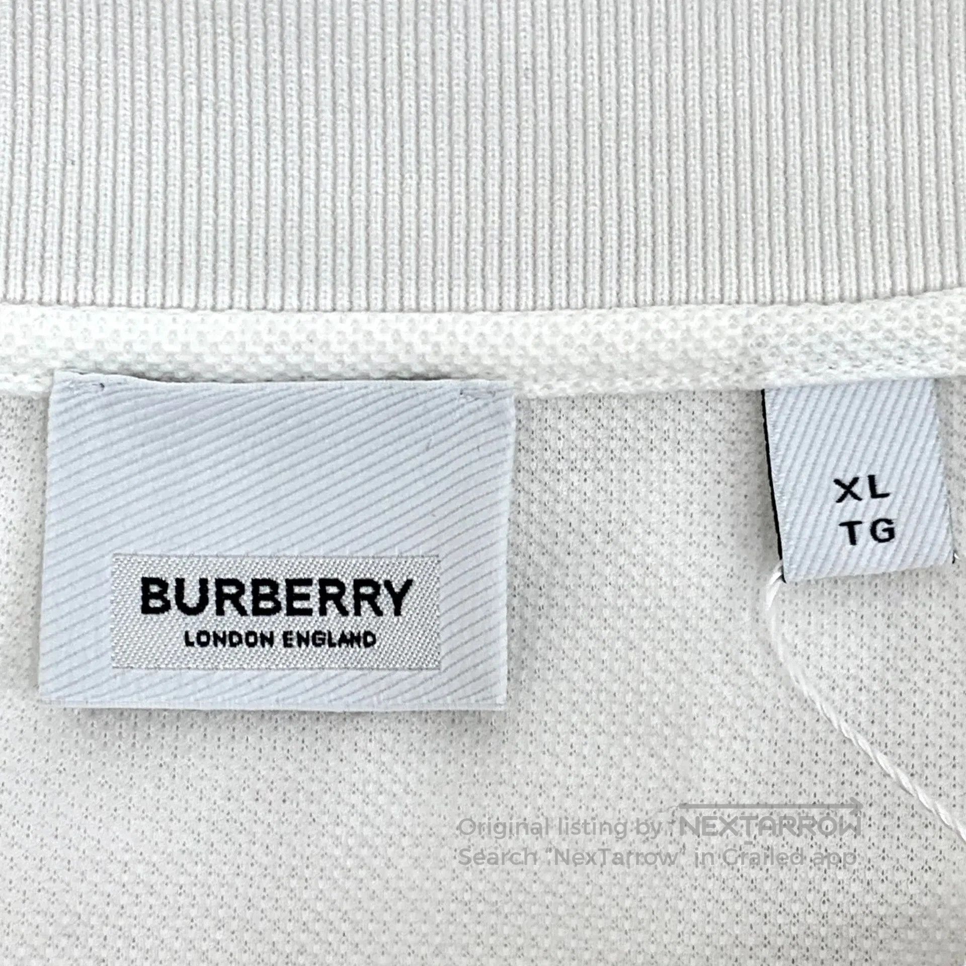 Burberry Burberry White Logo Embroidered Cotton Collared Short Slee Size US XL / EU 56 / 4 - 5 Thumbnail