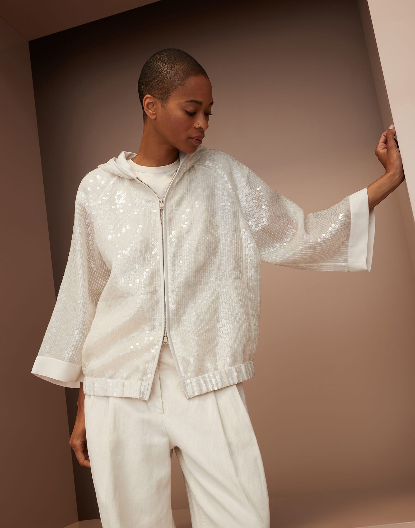 Brunello Cucinelli o1la1rc1a0325 Blouse in Warp White Size XL / US 12-14 / IT 48-50 - 2 Thumbnail