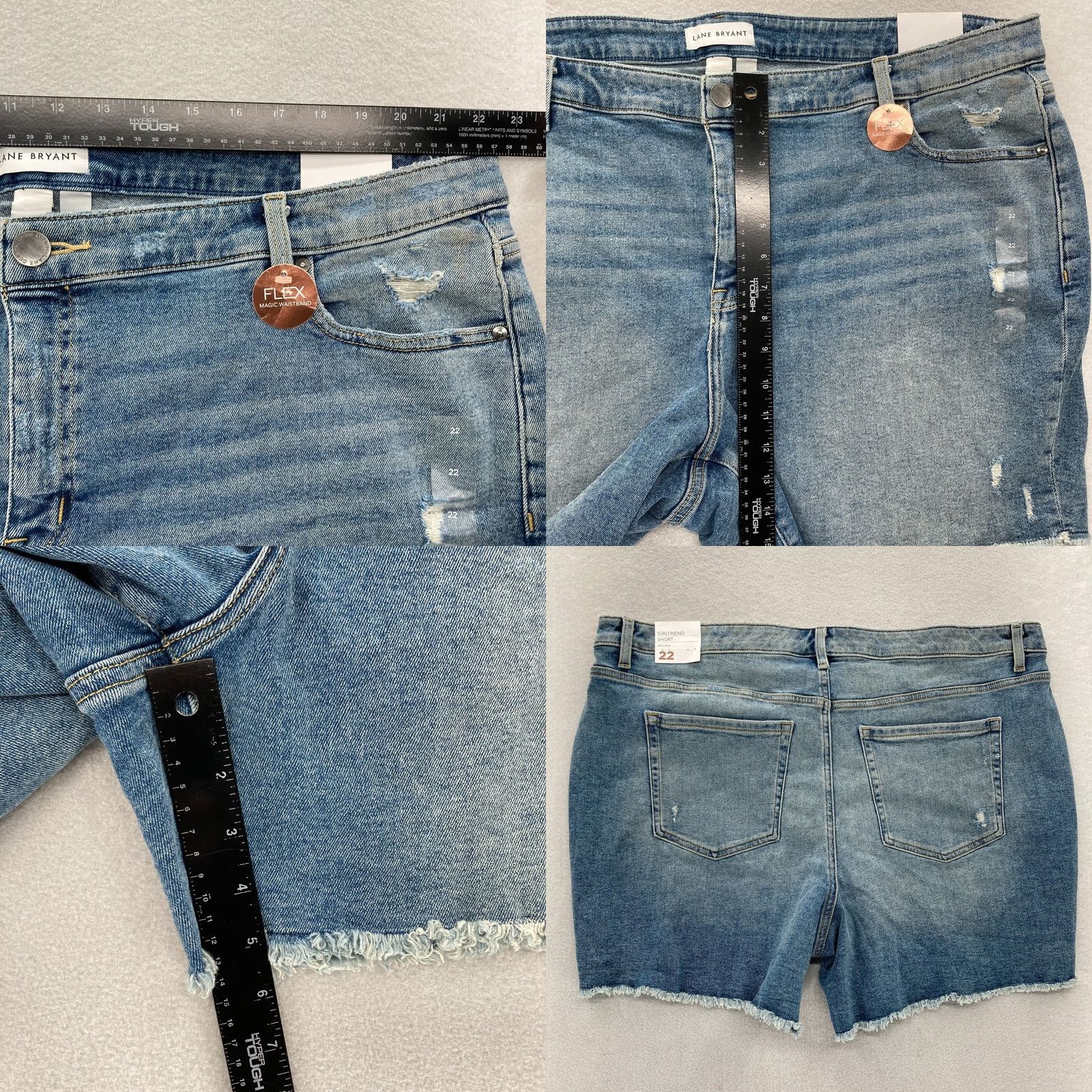 Vintage Lane Bryant Girlfriend Jean Shorts Women's 22 Blue Stretch Denim Magic Waistband Size 40" / US 18 - 8 Thumbnail