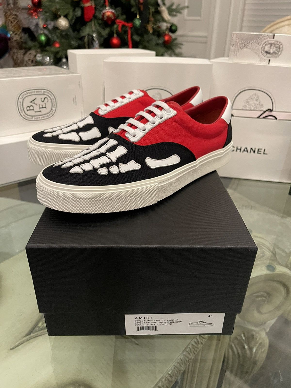 Amiri Amiri Skel Toe Lace Up Sneakers Black Red Size US 8 / EU 41 - 2 Thumbnail