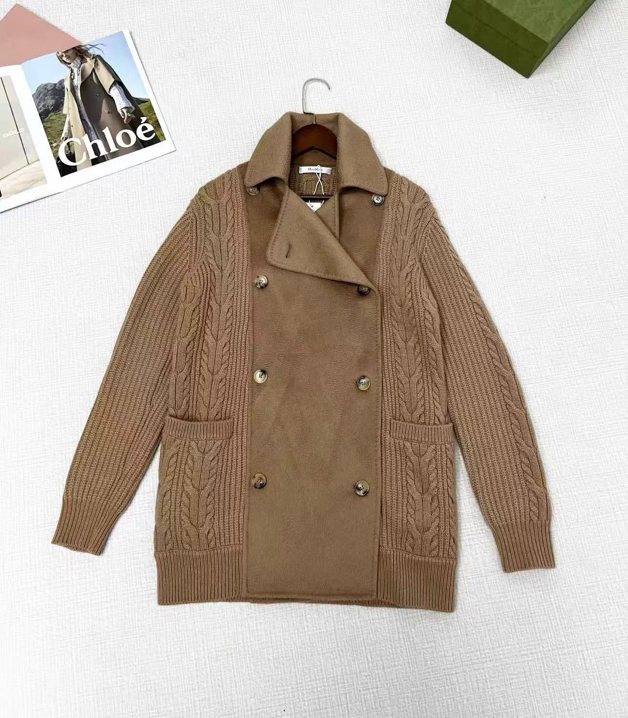 MaxMara Rumena Cashmere Camel Colorblock Jacket