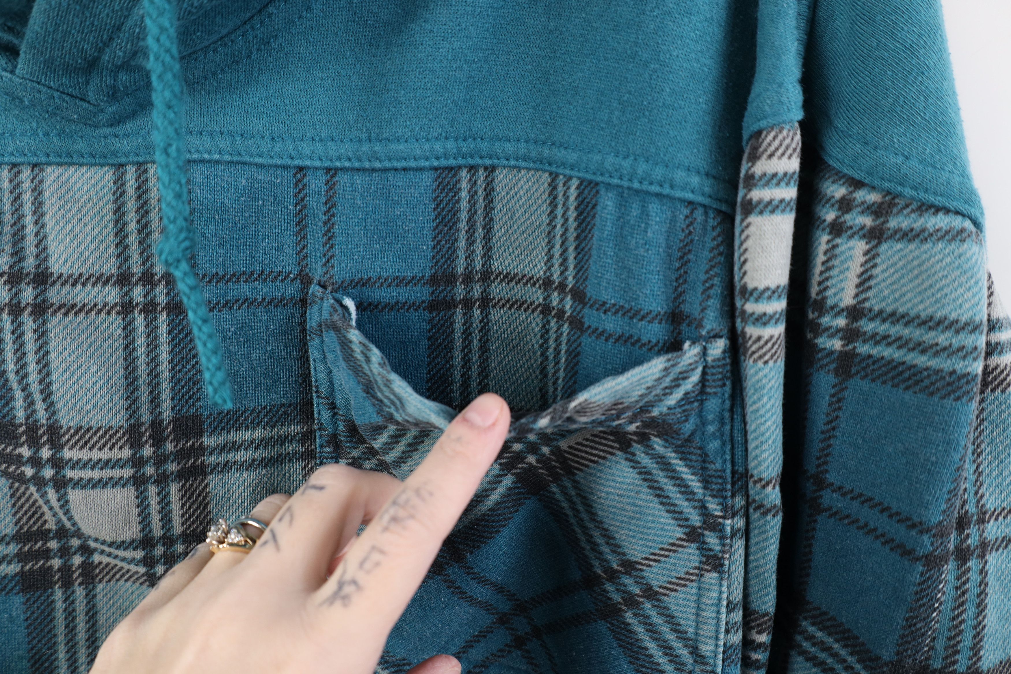 Vintage Vintage 90s Streetwear Oversized Fit Hoodie Sweatshirt Plaid Size XL / US 12-14 / IT 48-50 - 4 Thumbnail