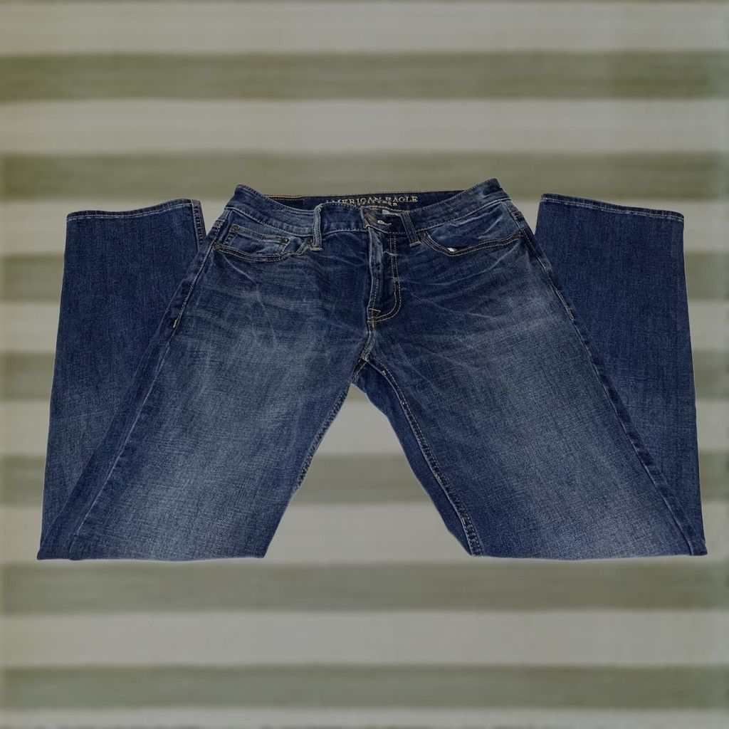 American Eagle Outfitters American Eagle Jeans Men 28x29 Slim Straight Leg Flex 4 360 Blue Denim Size US 28 / EU 44 - 1 Thumbnail