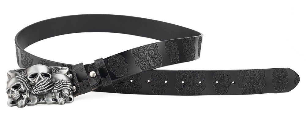 Designer Skull Vibe Vintage Belt Riveted Belts Menswear Accessories Size ONE SIZE - 6 Thumbnail