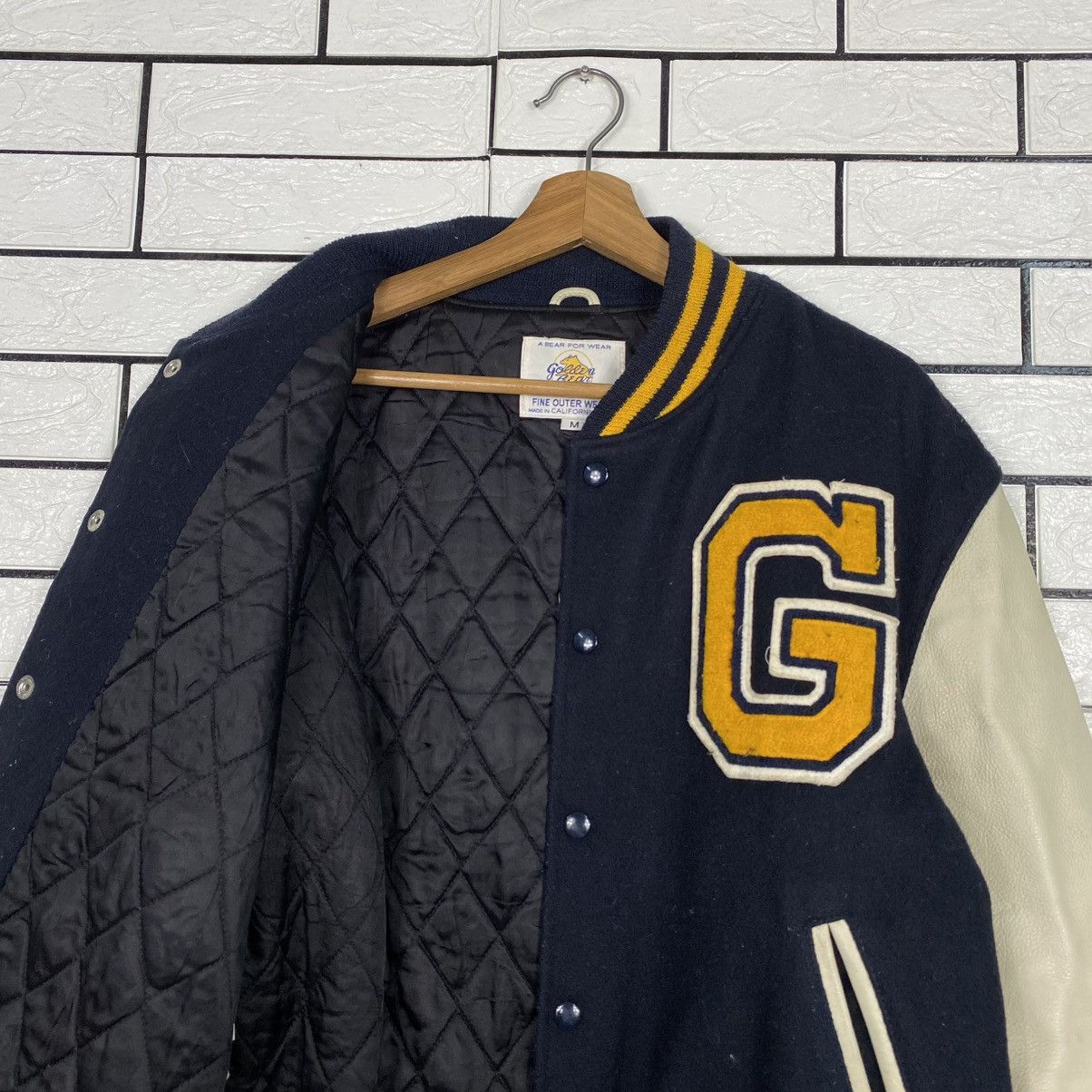 Golden Bear 🔥VINTAGE VARSITY LEATHER JACKET GOLDEN BEAR BIG MADE IN USA Size US M / EU 48-50 / 2 - 12 Thumbnail