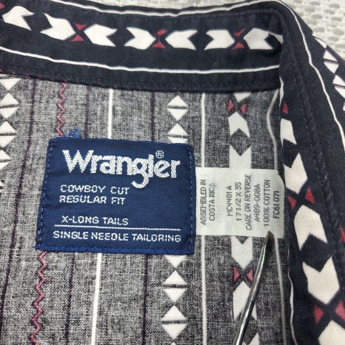 Wrangler VTG Wrangler Cowboy Cut X-Long Tails Aztec Print Long Sleeve Shirt Mens 17.5x34 Multicolor Geometric Button-Up Cotton Cotton Blend 80s 90s USA Mens Size US XXL / EU 58 / 5 - 4 Thumbnail