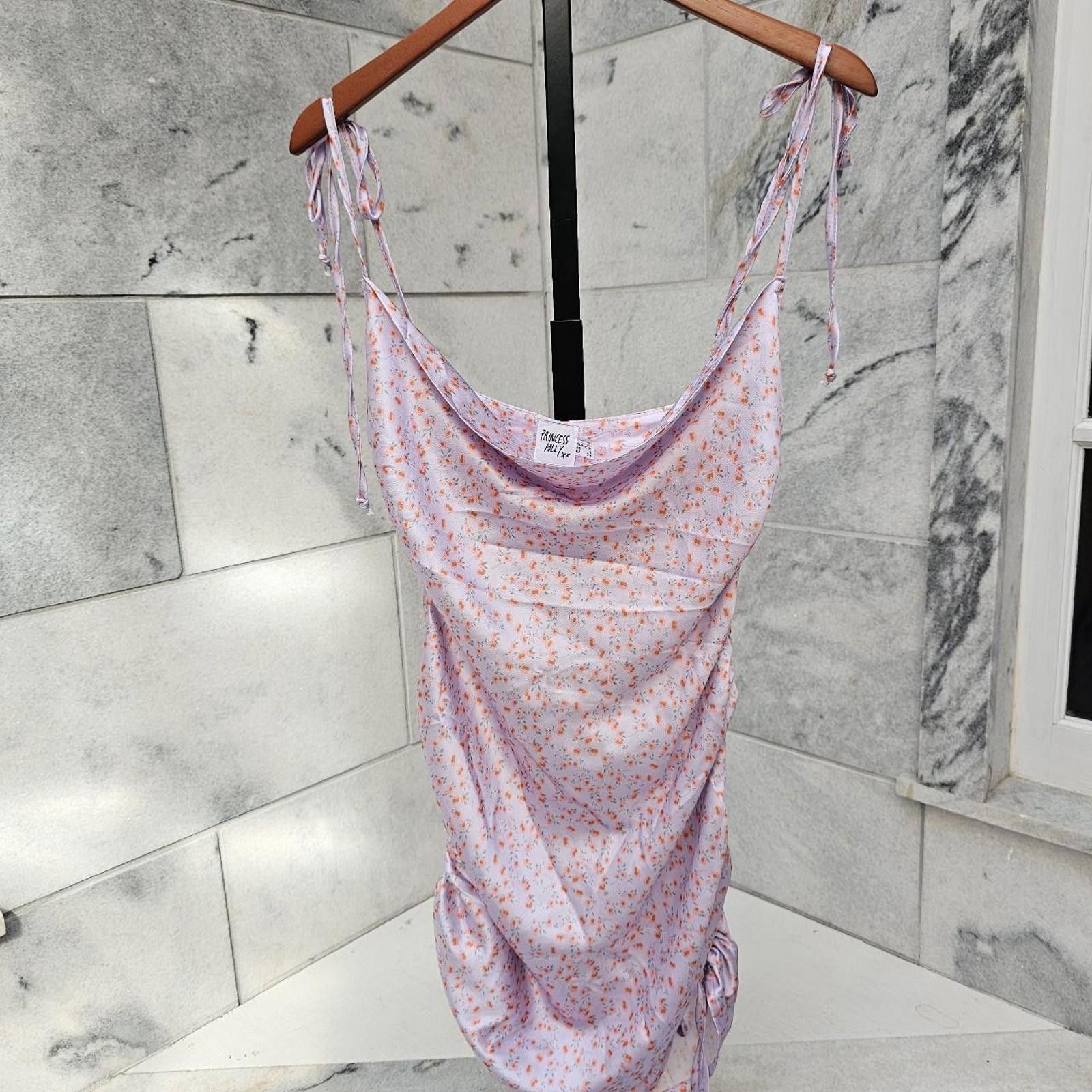 Designer Princess Polly Women's Purple and With Orange Flowers Dress Size M / US 6-8 / IT 42-44 - 2 Thumbnail