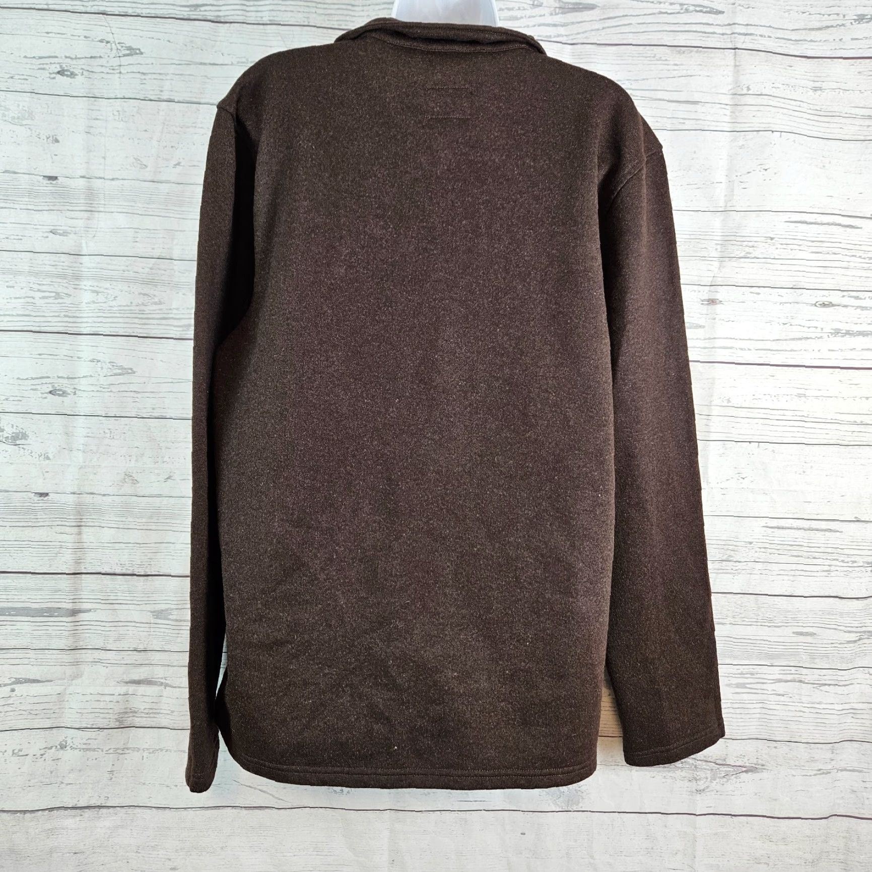 prAna Mens Brookland 1/4 Zip Sweater Sz Large Brown Wool Blend