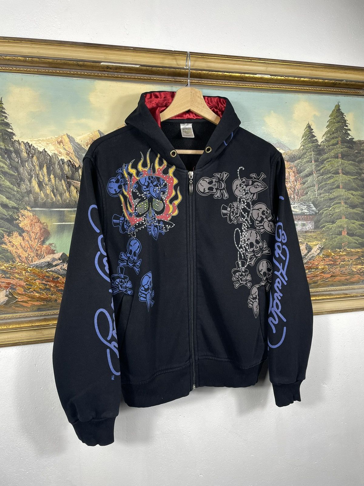 Christian Audigier Ed Hardy Retro 00s Hoodie With Crystals Affliction Grunge Size US S / EU 44-46 / 1 - 3 Thumbnail