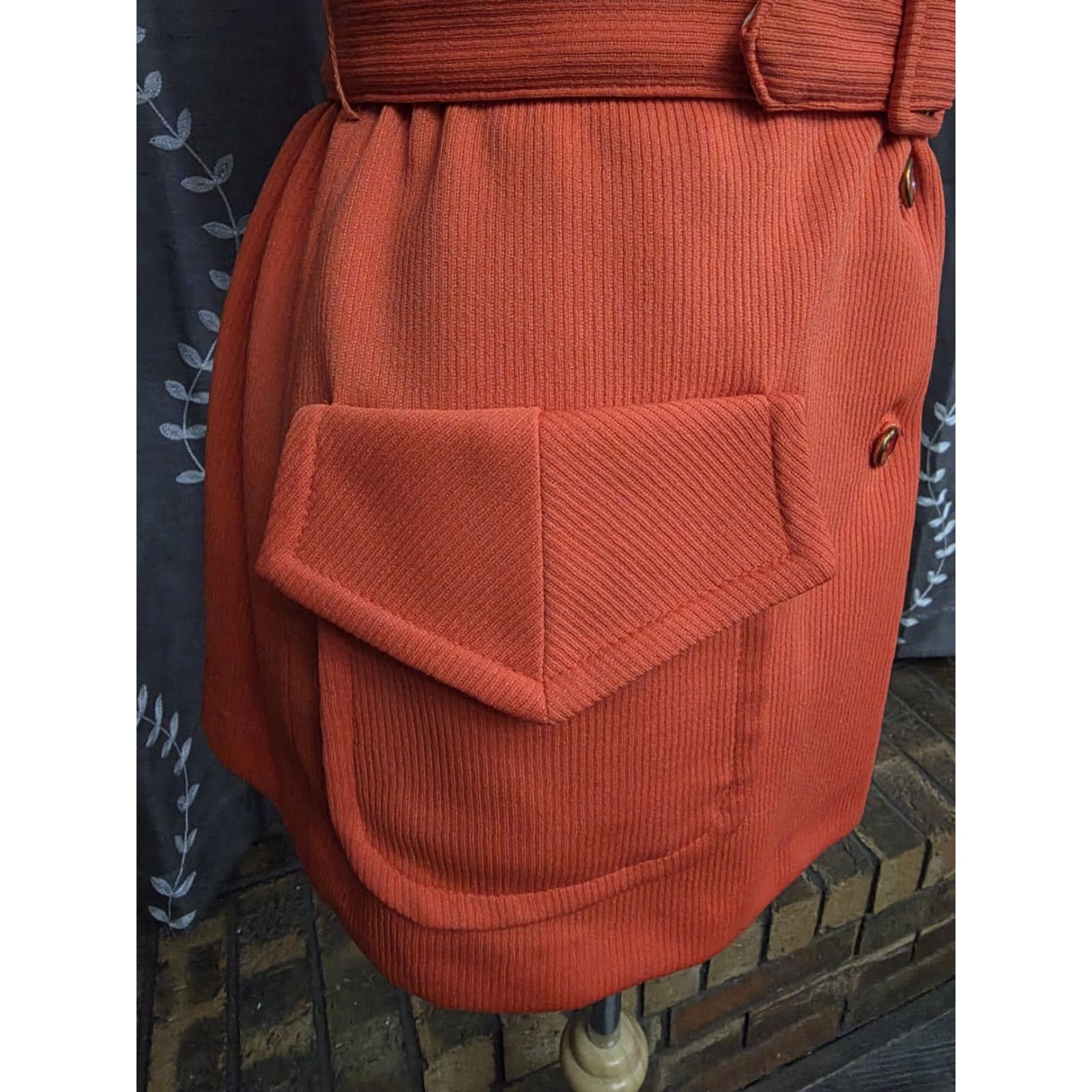 GRAFF VINTAGE Graff Californiawear Belted Blouse Button Front Orange Womens Medium Shirt Size M / US 6-8 / IT 42-44 - 5 Thumbnail
