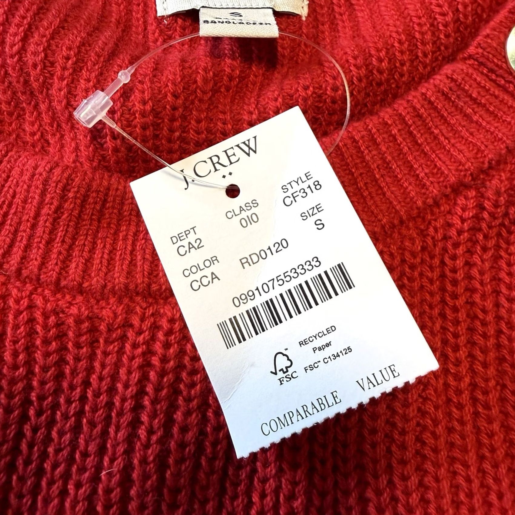 J.Crew J.CREW Button Raglan Crewneck Sweater Women’s Size S Red New CF318 Size S / US 4 / IT 40 - 2 Thumbnail