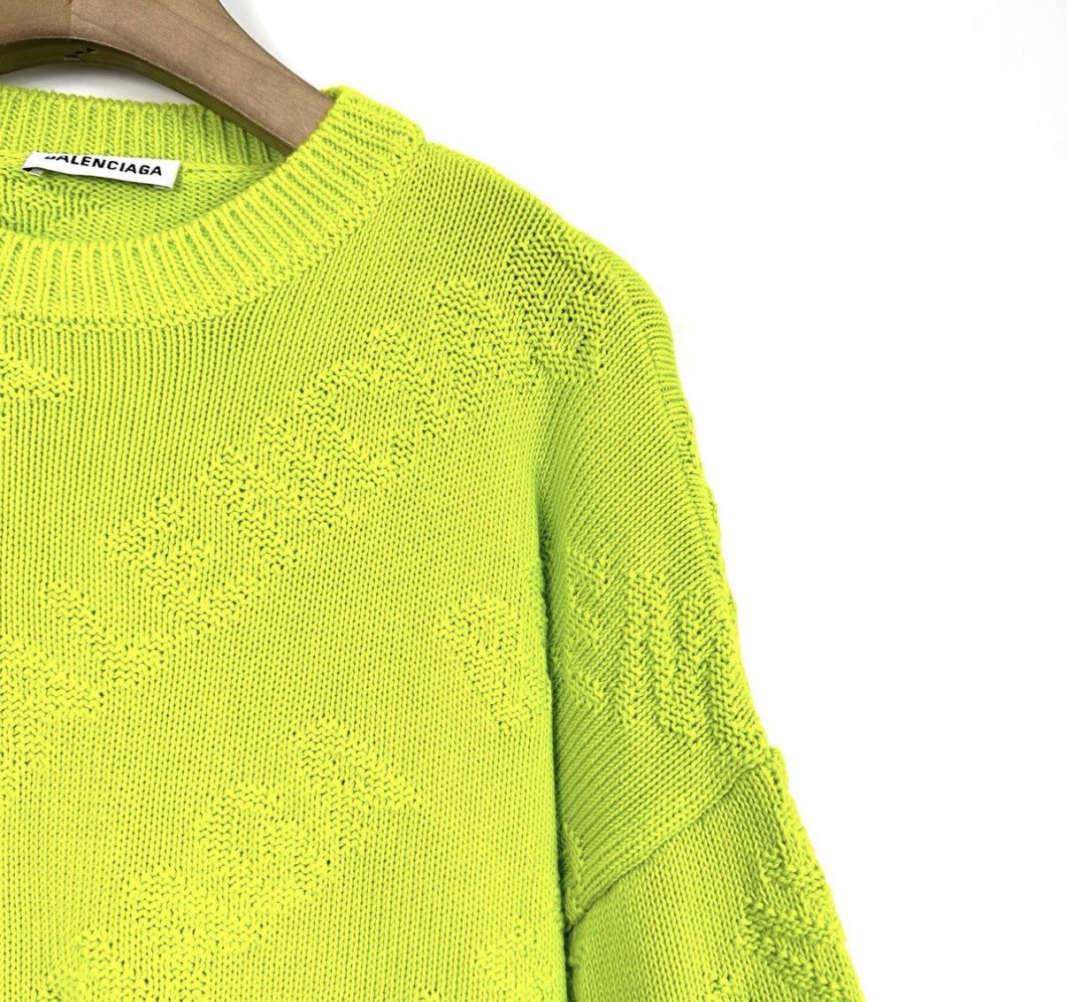 Balenciaga Balenciaga Fluorescent Yellow All Over Logo Knit Sweater K12 Size XS / US 0-2 / IT 36-38 - 5 Thumbnail