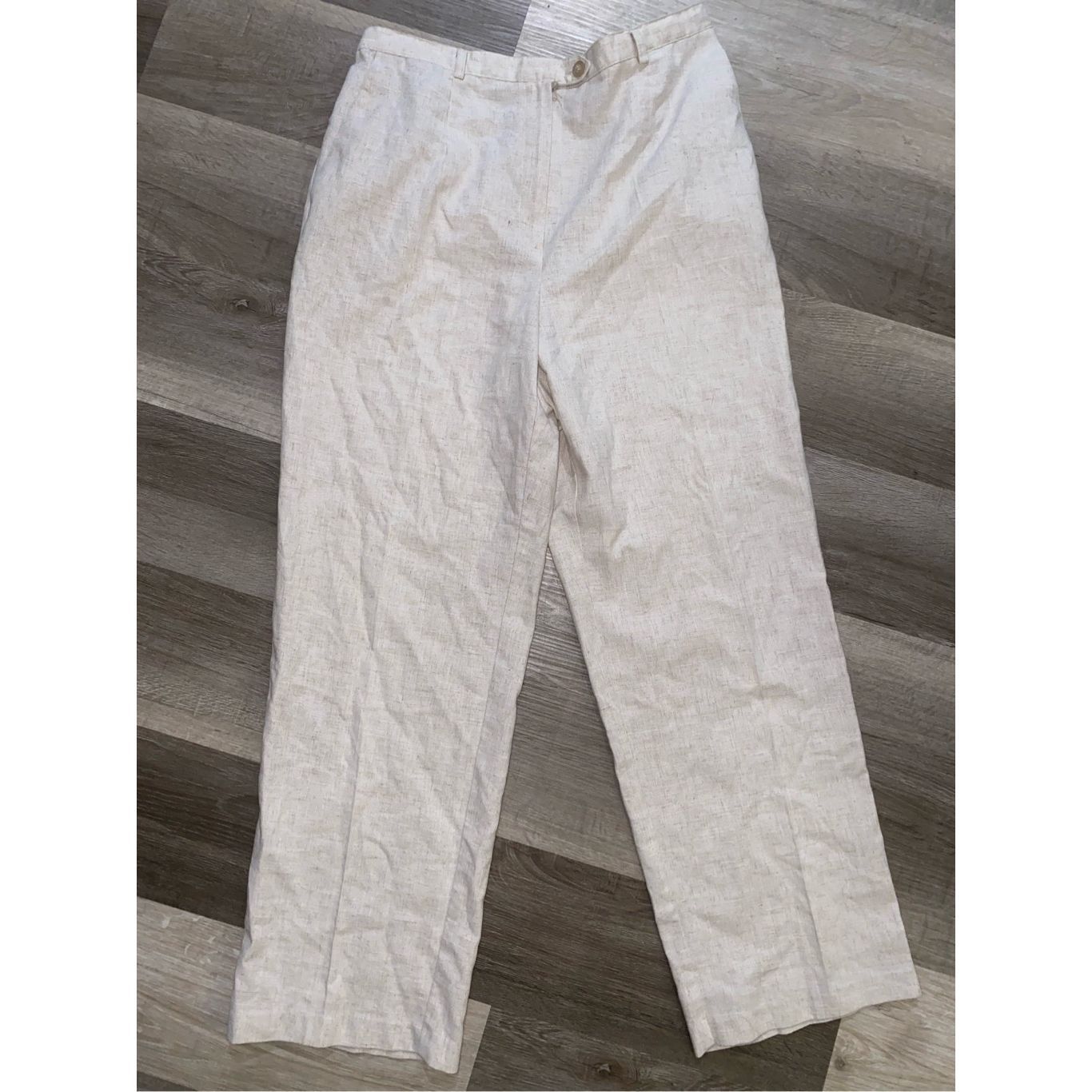 Misty Harbor Sag Harbor Light Khaki Linen Pants, Straight Leg, Size 12P Size 34" / US 12 / IT 48 - 2 Thumbnail