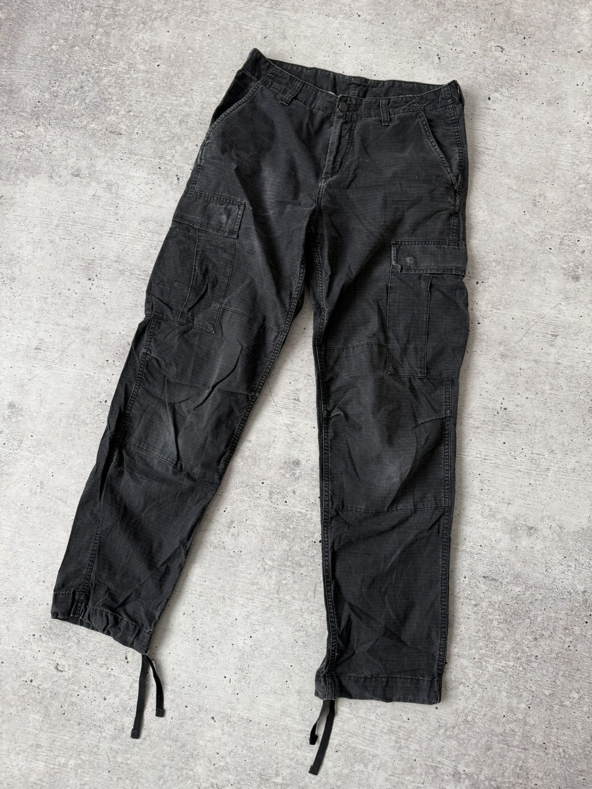 Carhartt Carhartt WIP Regular Cargo Pants Black Ripstop Faded Vintage Size US 30 / EU 46 - 4 Thumbnail