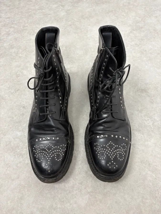 Emporio Armani 2000s Emporio Armani Studded Black Leather Boots Size US 12 / EU 45 - 2 Thumbnail