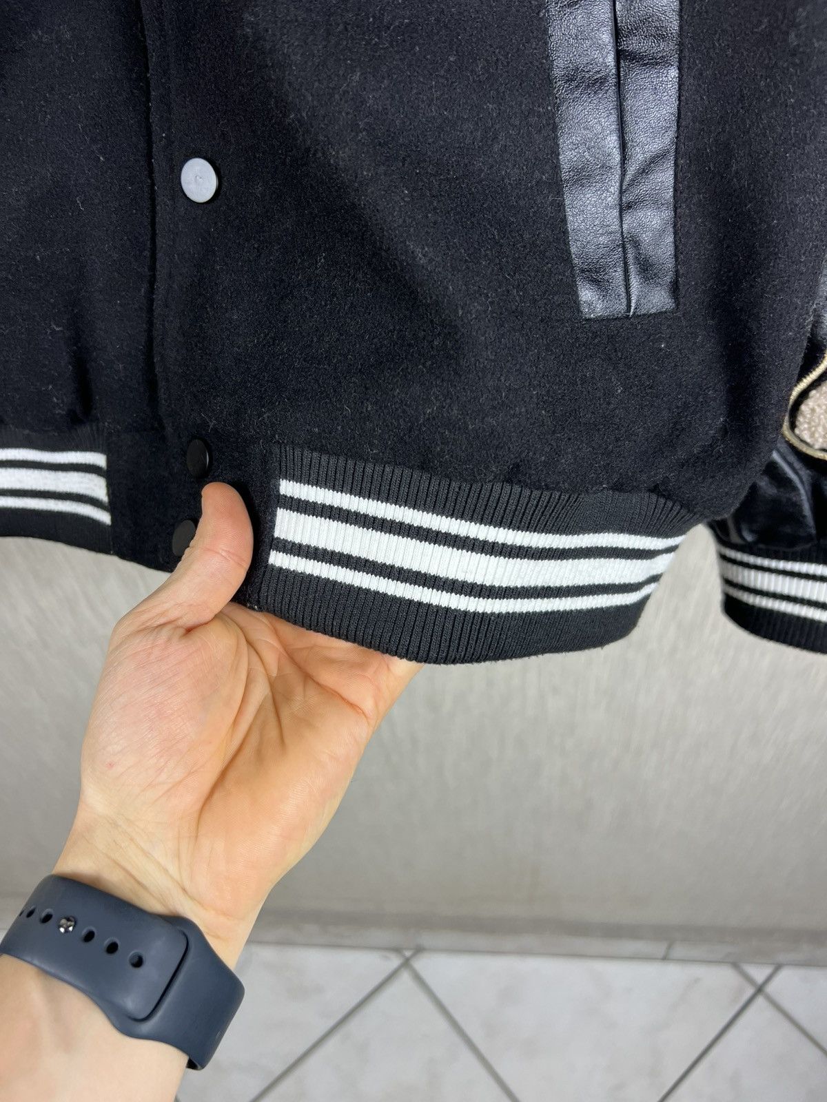 Japanese Brand Made Extreme leather wool varsity jacket kapital bones boxy Size US L / EU 52-54 / 3 - 15 Thumbnail