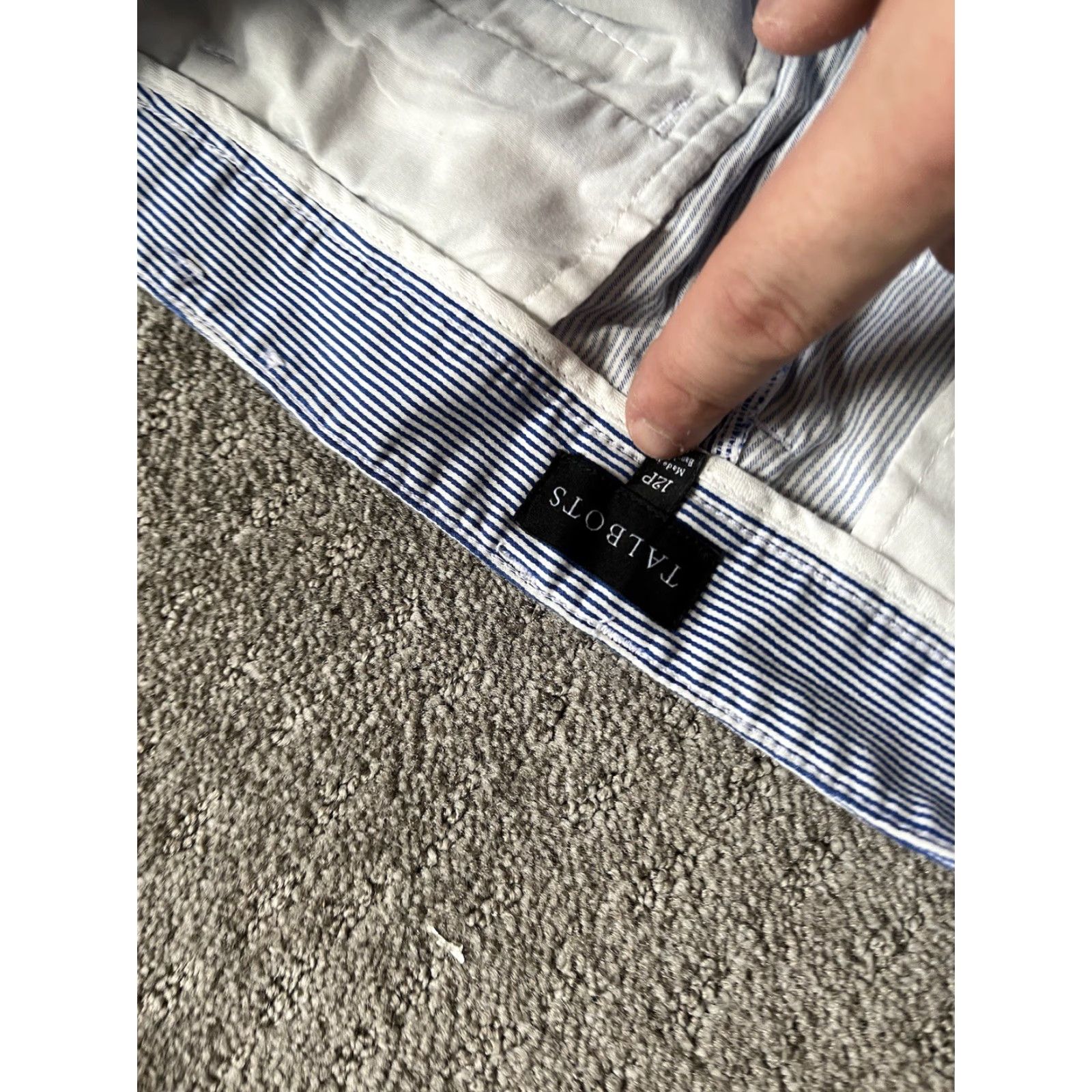 Talbots Talbots Pants Womens 12P Blue White Perfect Cropped Seersucker Stretch Waist Preppy Size 35" - 5 Thumbnail
