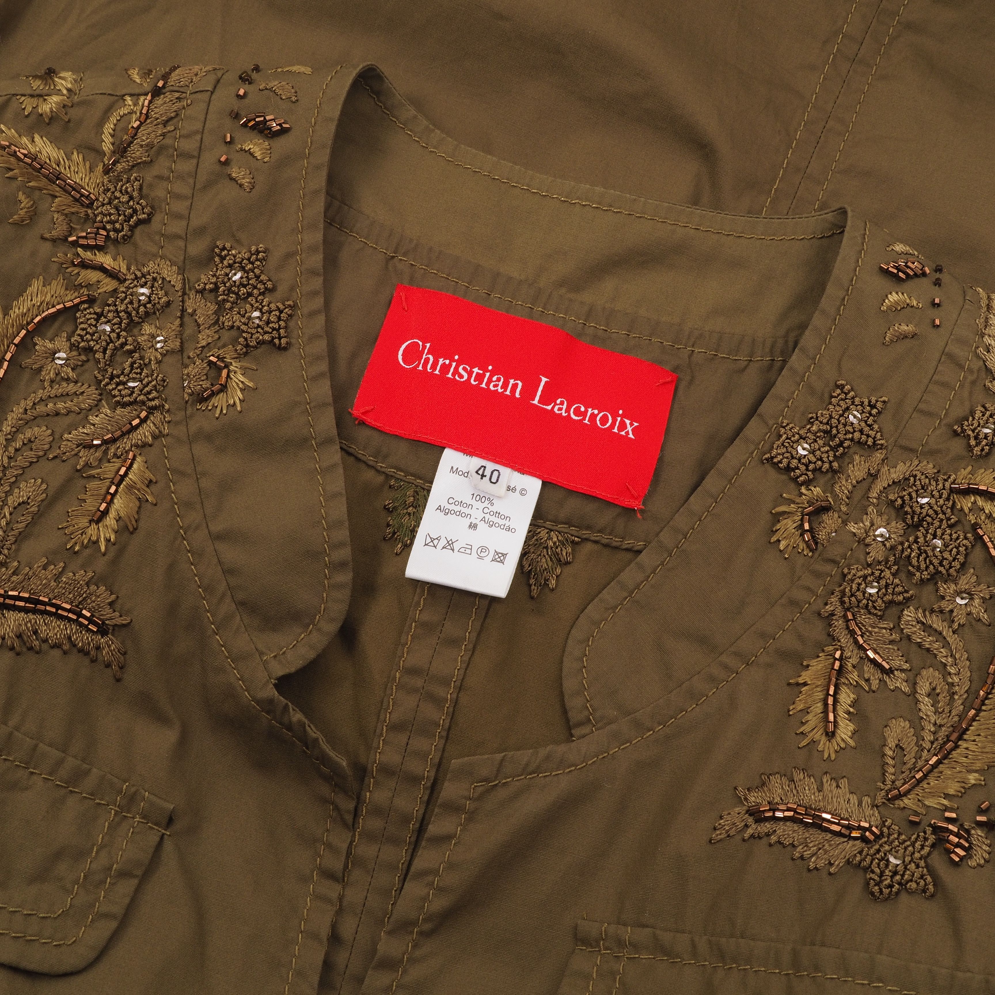 Christian Lacroix Christian Lacroix Vintage Cotton Khaki Embroidery Dress Size M / US 6-8 / IT 42-44 - 4 Thumbnail
