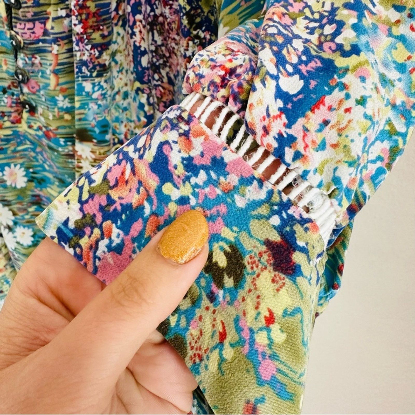 Anthropologie ANTHROPOLOGIE Dolan Blue White Button Silk Blouse Shirt Top Size M / US 6-8 / IT 42-44 - 6 Thumbnail