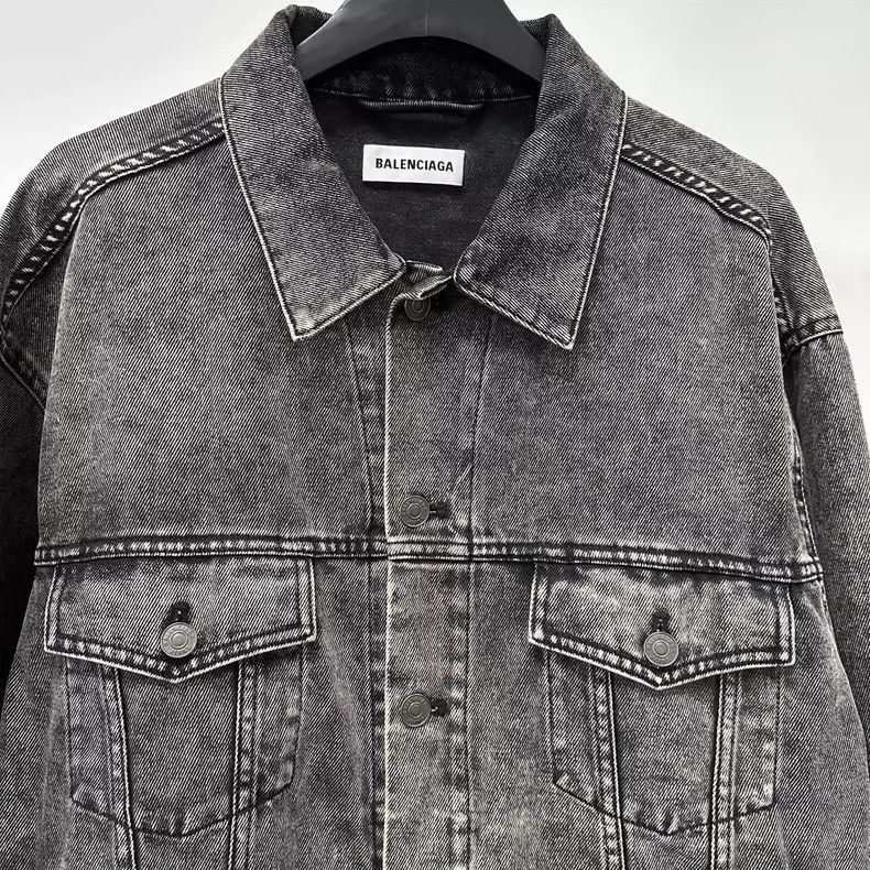 Balenciaga Black Denim Jacket with Embroidered Logo-2506 Size US M / EU 48-50 / 2 - 3 Thumbnail