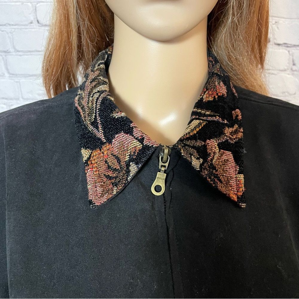 Other Susan Graver Black Front Zip Tapestry Trim Jacket Size M Size M / US 6-8 / IT 42-44 - 3 Thumbnail