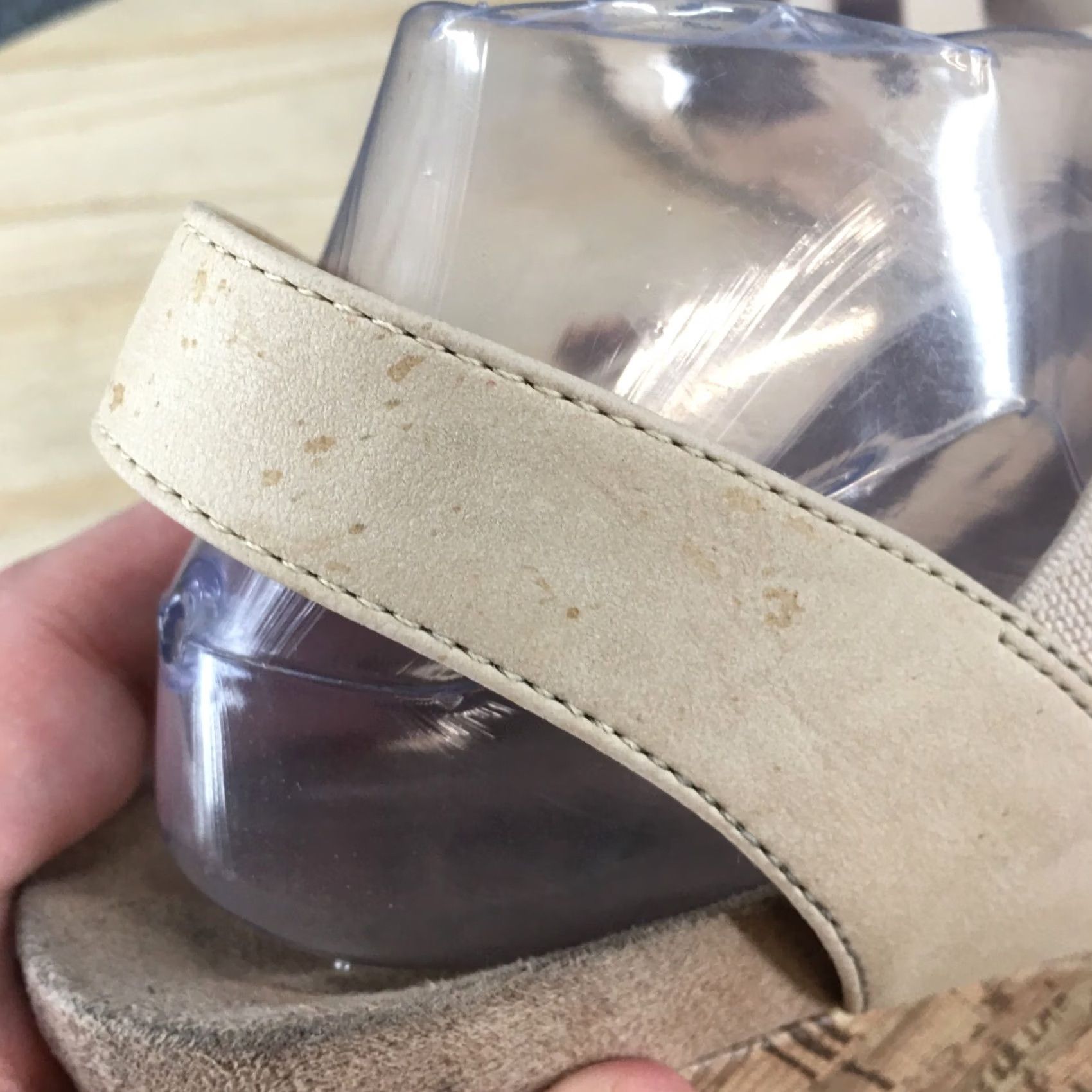 Vintage LifeStride Sandals Womens 9.5 M Marina Slingback Beige Fabric Casual Wedge Heels Size US 10 / IT 40 - 7 Thumbnail