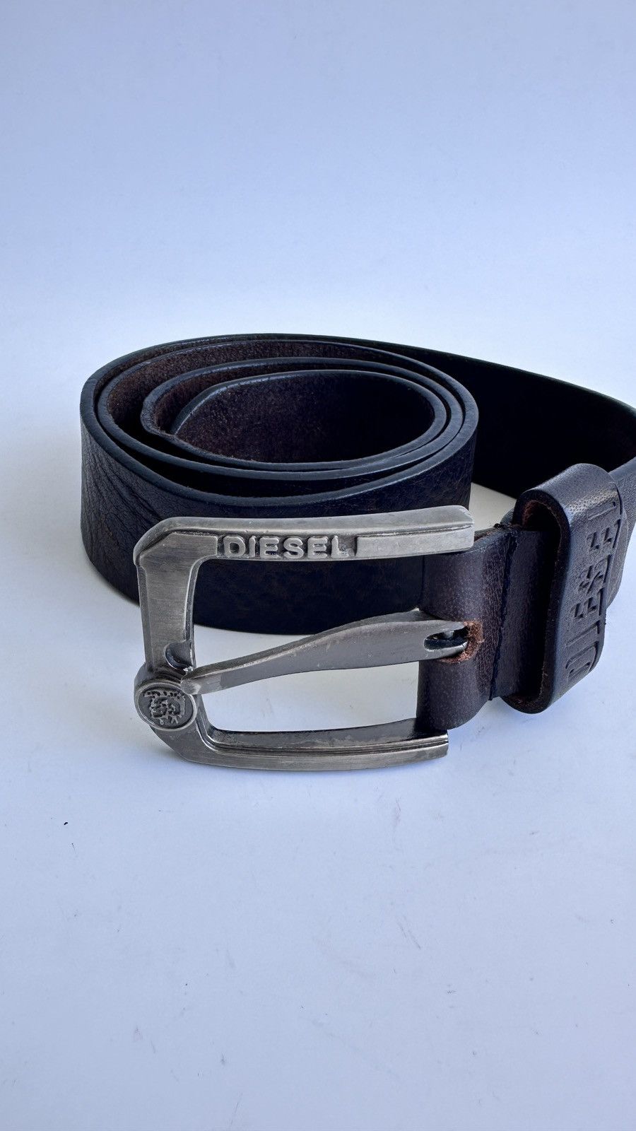 Diesel Vtg DIESEL Leather Belt Brown Distressed Grunge Y2K Gorpcore Size ONE SIZE - 3 Thumbnail
