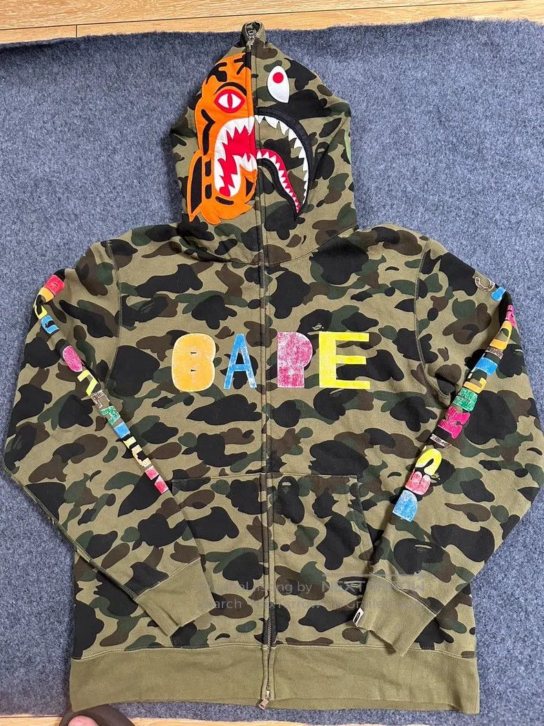 READYMADE Ready Made Green Camouflage Tiger Shark Patchwork Sweatshi Size US XXL / EU 58 / 5 - 1 Thumbnail