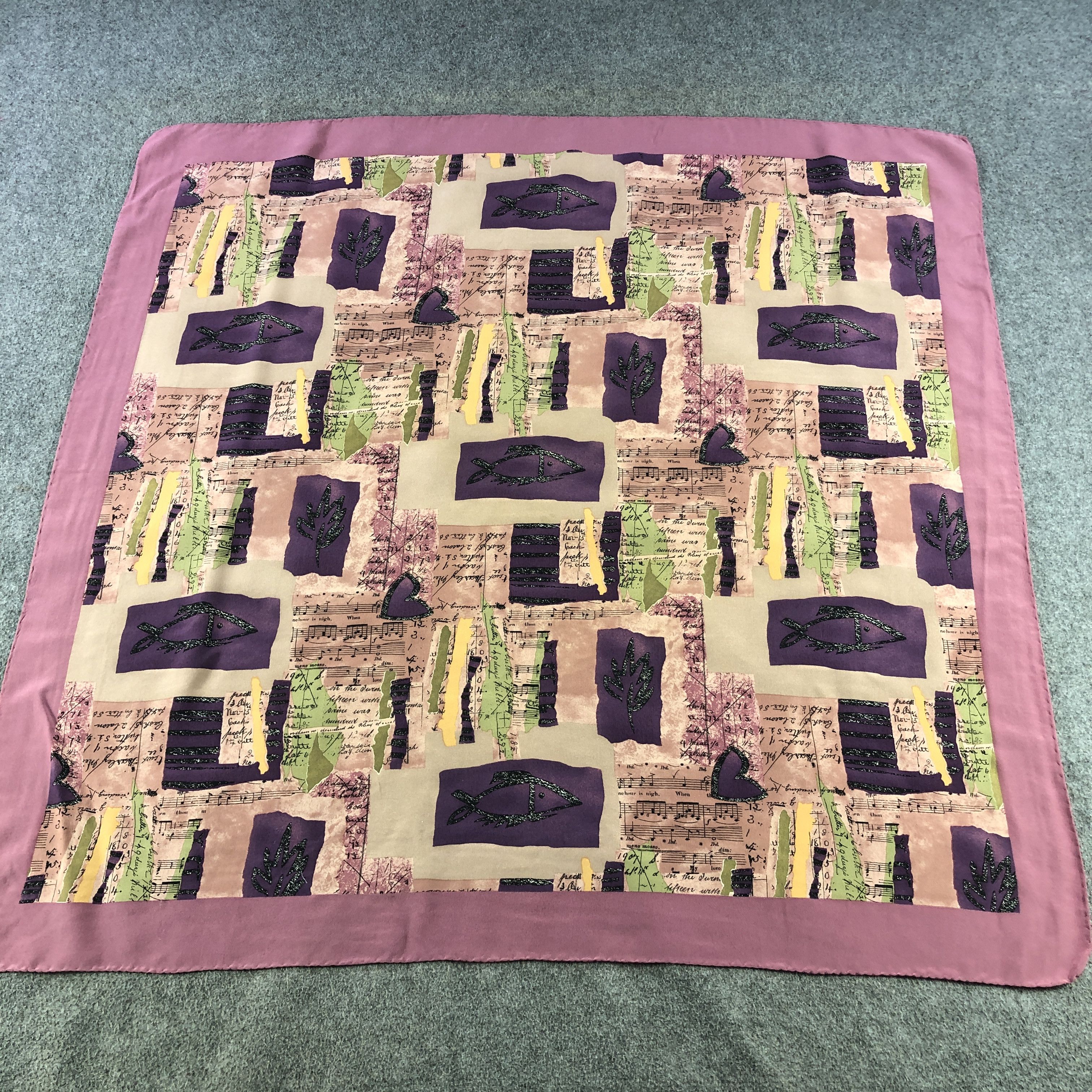Vintage Luxury Abstract Design Silk Scarf M1077 Size ONE SIZE - 2 Thumbnail