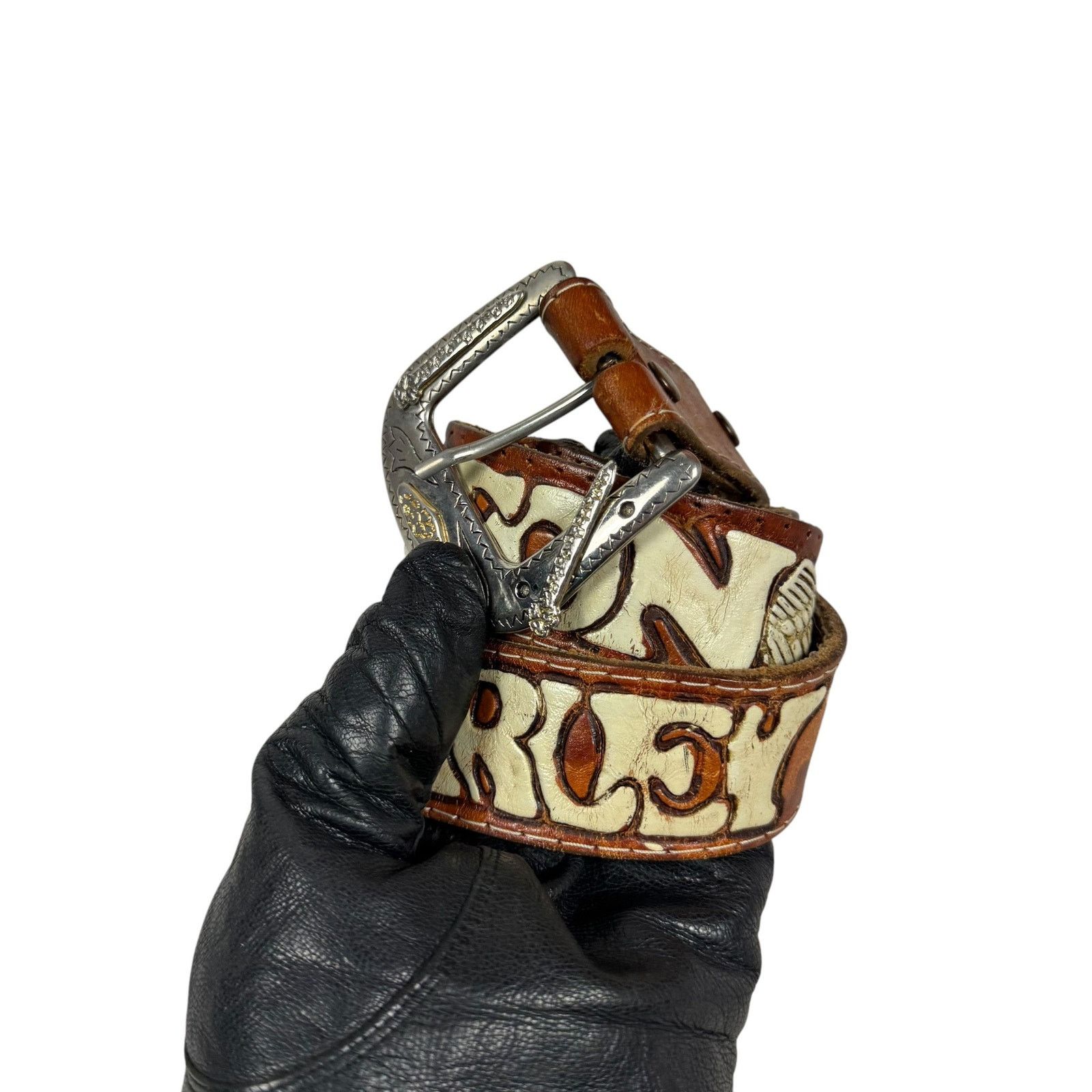 Harley Davidson × Vintage Harley-Davidson Unisex Brown Leather Belt with Silver Buckle Size ONE SIZE - 1 Thumbnail