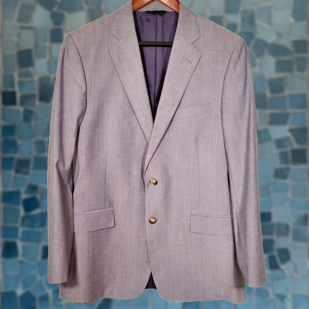 Brooks Brothers Brooks Brothers Regent Fit Blazer Men's 42 L Wool Cotton Blend Light Blue Notch Lapel Four-Button Front Two-Button Chest 42L Regular Black? Size 42R - 1 Thumbnail