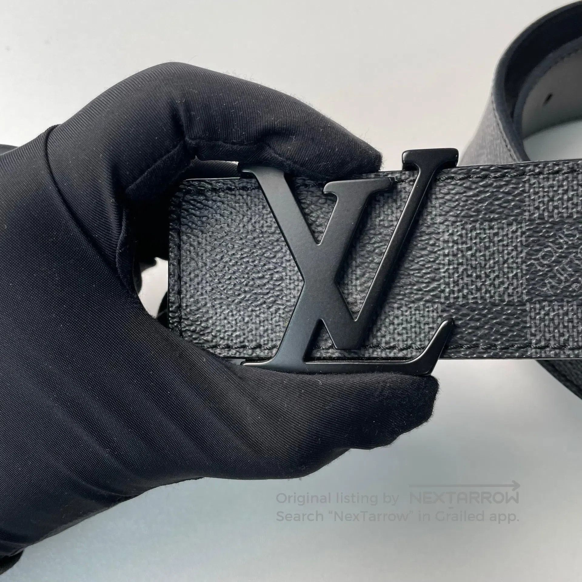Louis Vuitton Louis Vuitton size 85 Black checkered letter leather belt| Size ONE SIZE - 2 Thumbnail