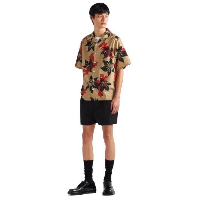Prada o1bcso1str1025 Popeline Ibiscus Shirt in Multicolor Size US S / EU 44-46 / 1 - 2 Thumbnail