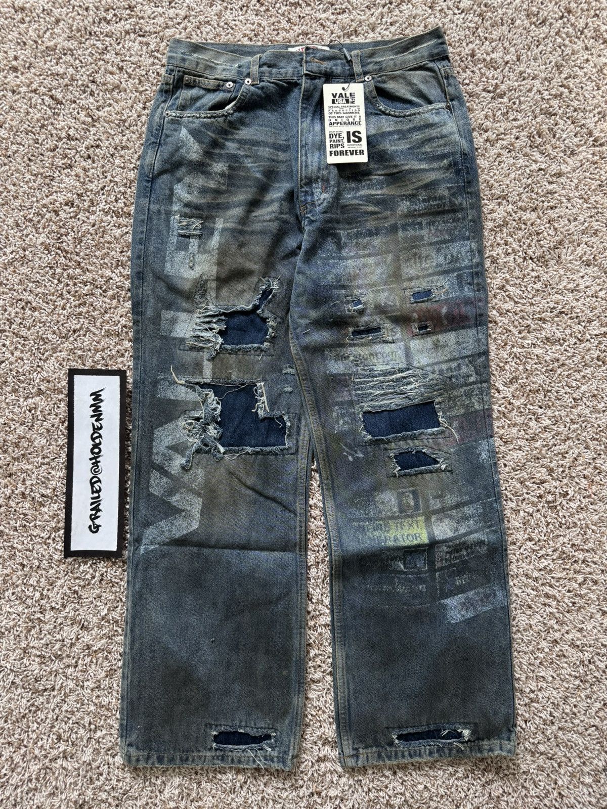 Vale Vale Forever Blue Denim Glitch Jeans Distressed Valley Size US 30 / EU 46 - 2 Thumbnail
