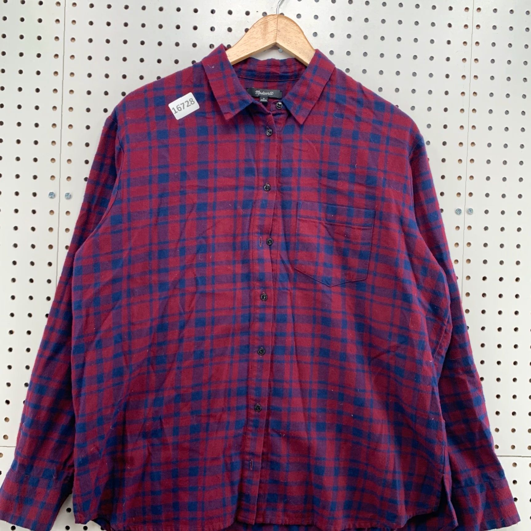 Madewell Madewell Button-Up Shirt Womens Medium Blue Purple Plaid Long Sleeve 100% Cotton Size M / US 6-8 / IT 42-44 - 6 Thumbnail