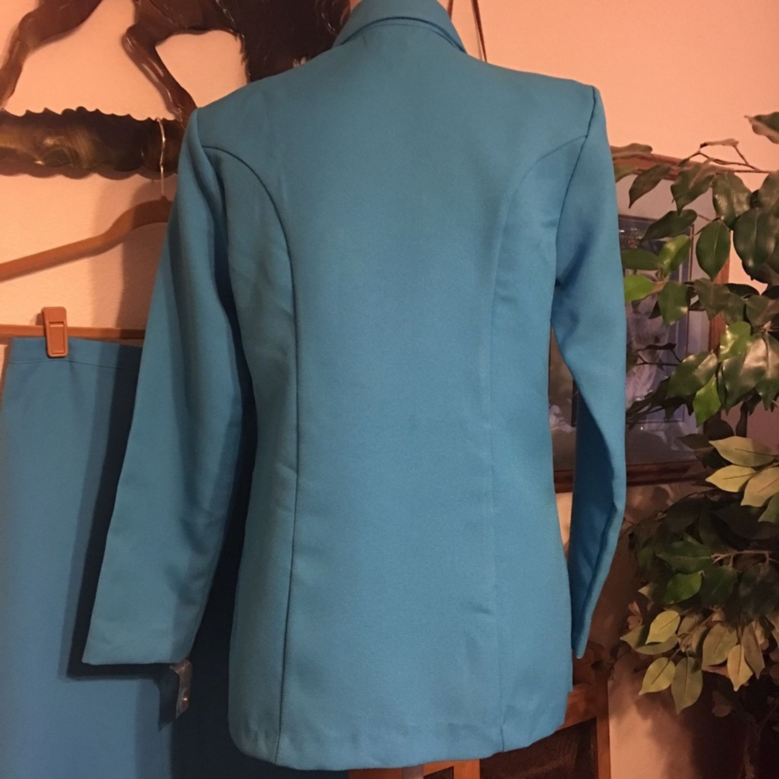 Vintage Ladies Prelude turquoise jacket and skirt set 8 Size M / US 6-8 / IT 42-44 - 4 Thumbnail