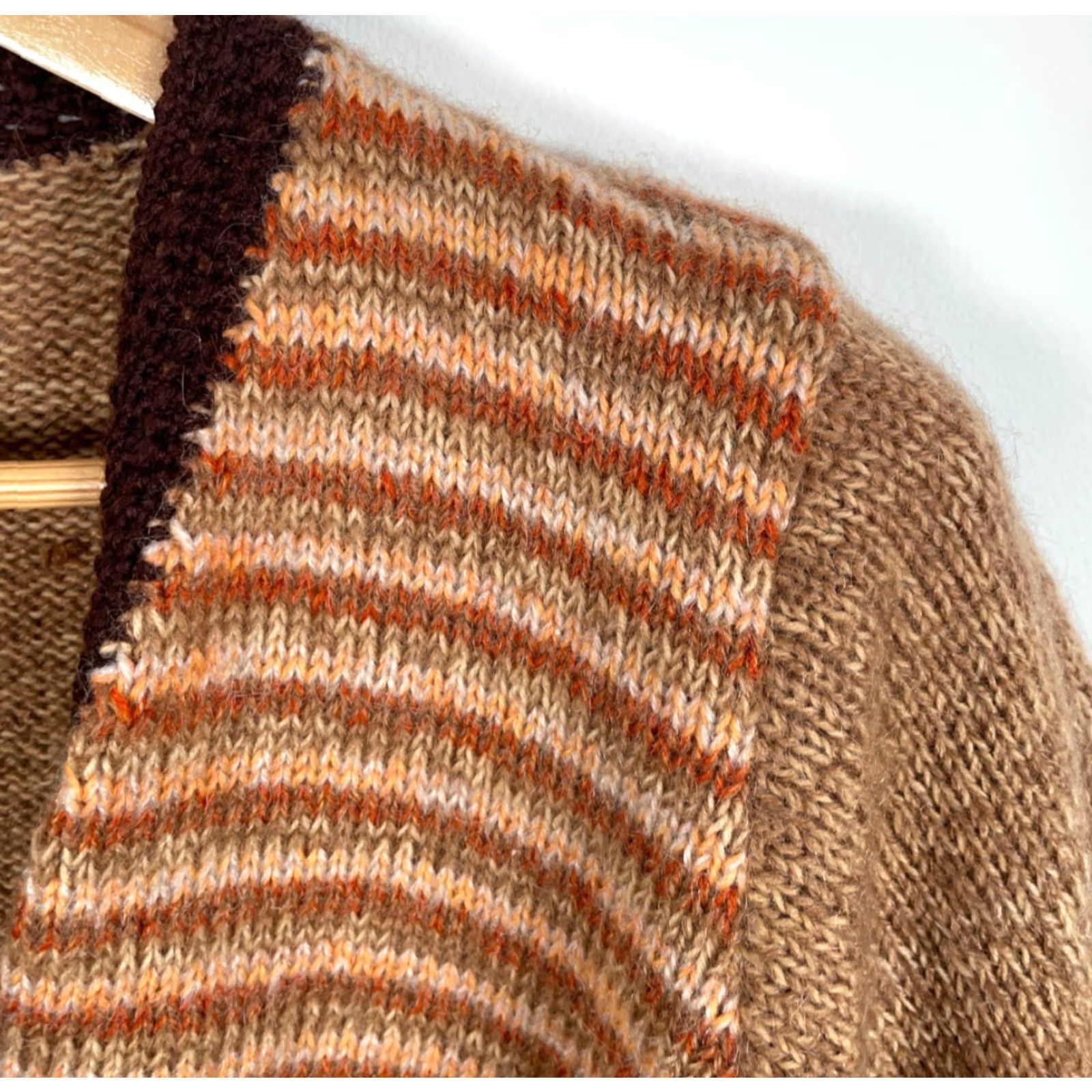 Vintage VINTAGE Mohair Blend Open Cardigan Women's Small Brown Striped Fuzzy Knit Sweater Size S / US 4 / IT 40 - 3 Thumbnail