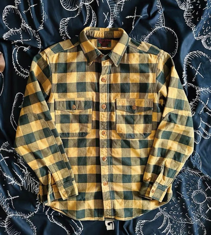 image of Freewheelers Extra Thick Flannel Shirt in Yellow, Men's (Size 2XS)