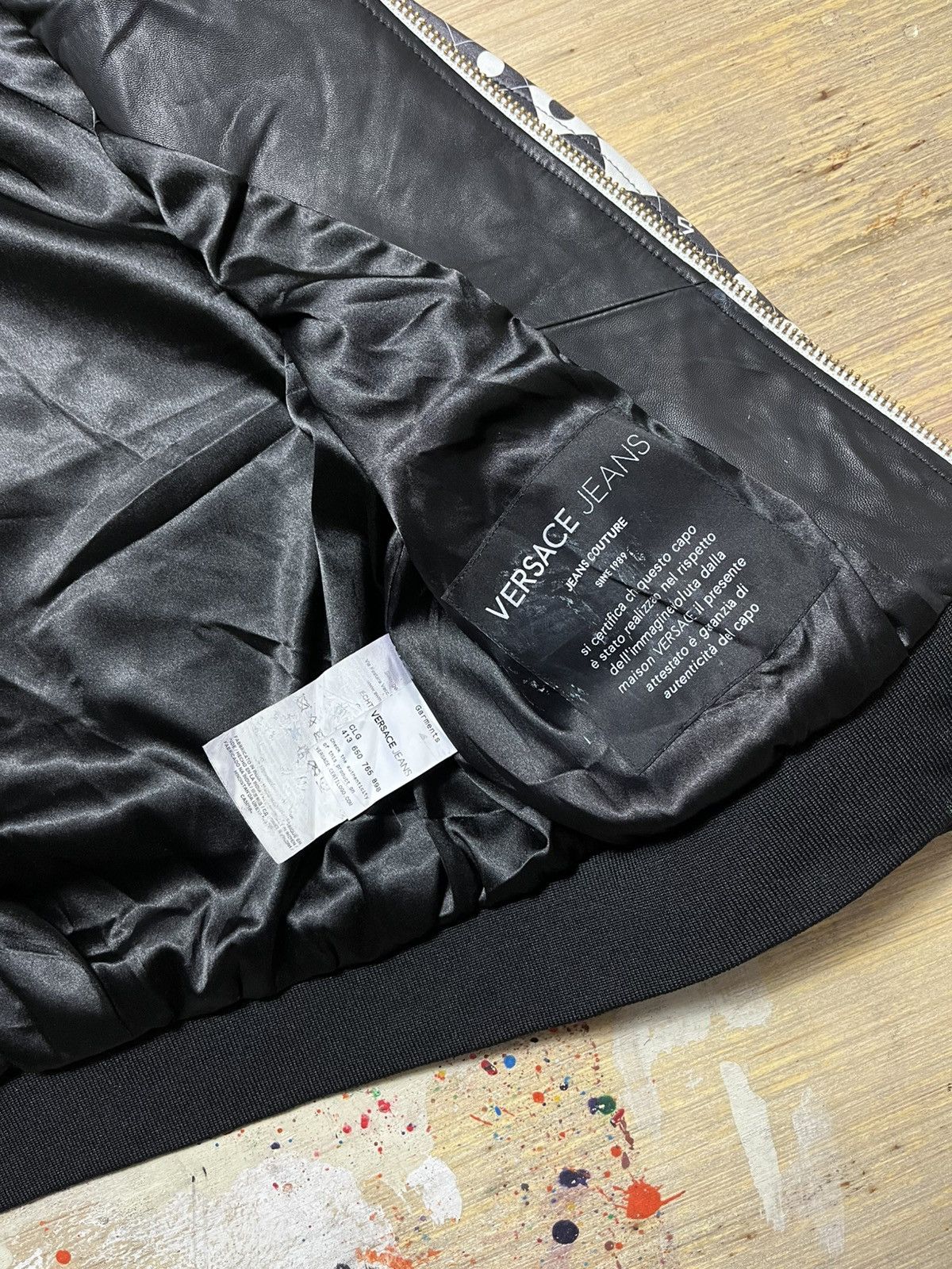 Versace × Versace Jeans Couture Versace Jeans Couture Damier Leather Bomber Jacket Size XS / US 0-2 / IT 36-38 - 11 Thumbnail
