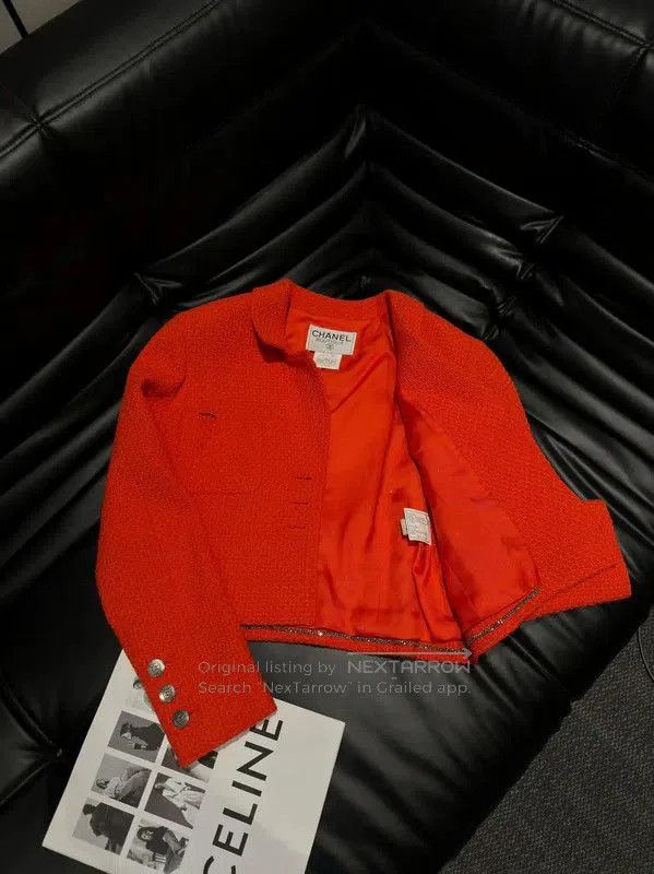 Chanel Chanel Orange Wool Tweed Women's Jacket . Size M / US 6-8 / IT 42-44 - 8 Thumbnail