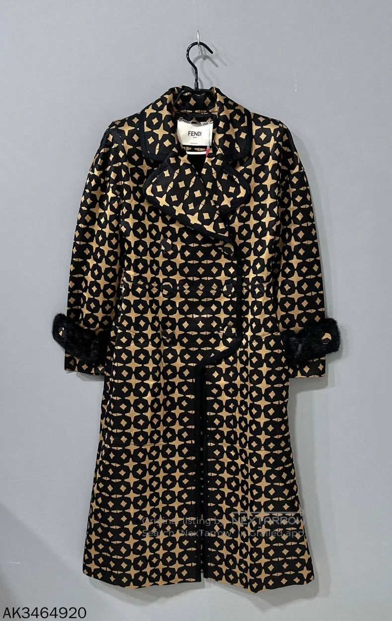 Fendi Fendi Double F belt cuff fur-trimmed long coat Size XS / US 0-2 / IT 36-38 - 1 Thumbnail