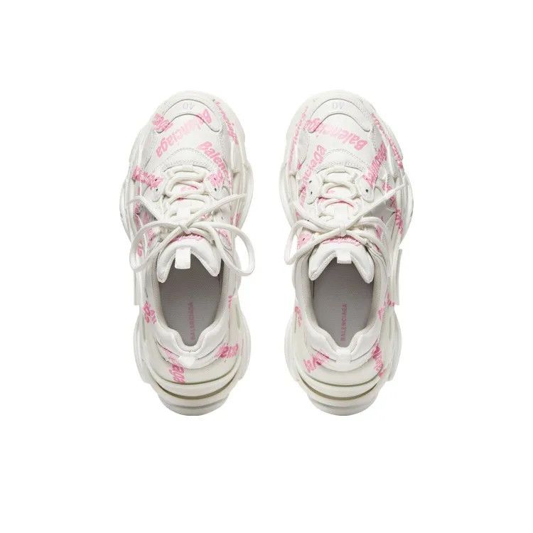 Balenciaga o1mt1gz1124 Triple S Logotype Sneakers in White/Pink Size US 6 / IT 36 - 4 Thumbnail