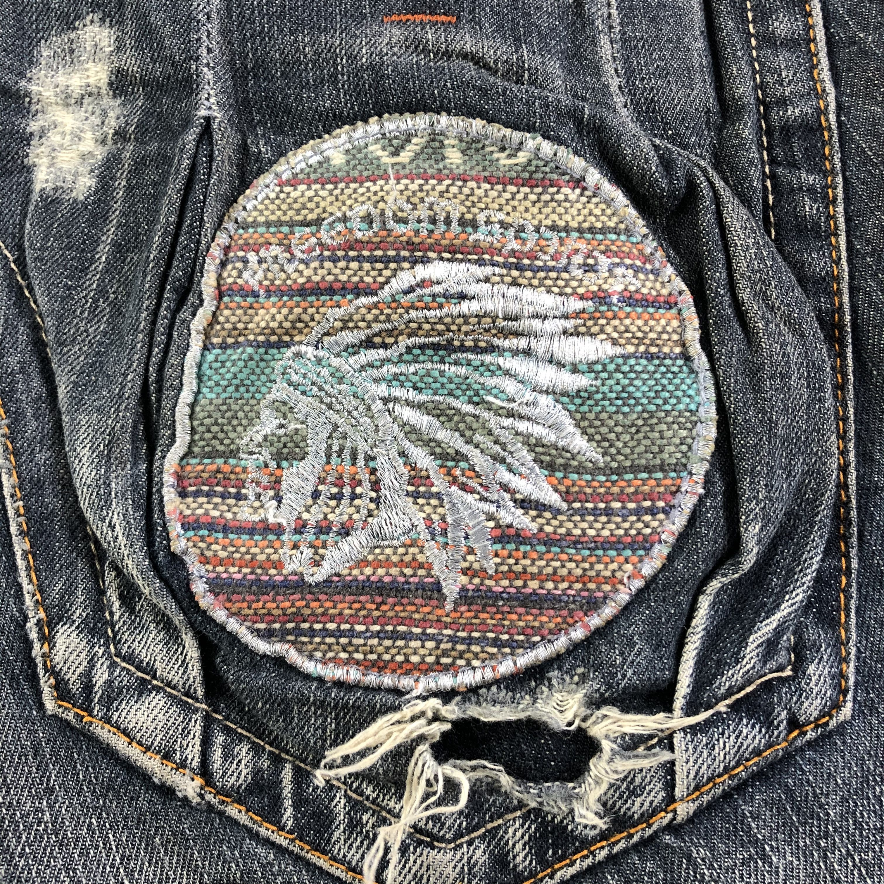 Japanese Brand Root Three Jeans Rusty Blue Patchwork Denim KJ1833 Size US 34 / EU 50 - 5 Thumbnail