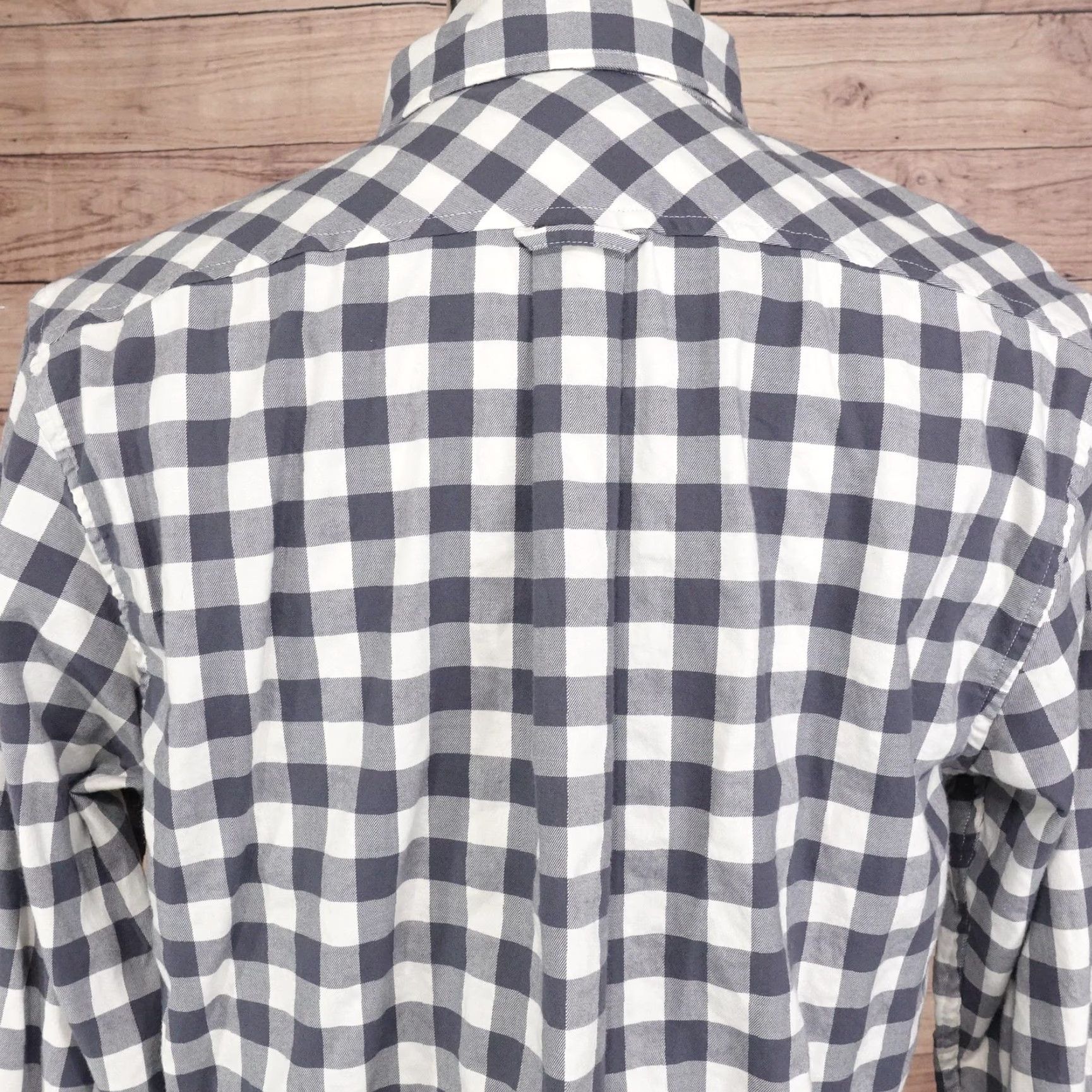 Lands' End VINTAGE Lands' End Shirt Mens Medium Gray White Checkered Cotton-Spandex Button-Down Collared Long Sleeve Traditional Fit Men Size US M / EU 48-50 / 2 - 5 Thumbnail