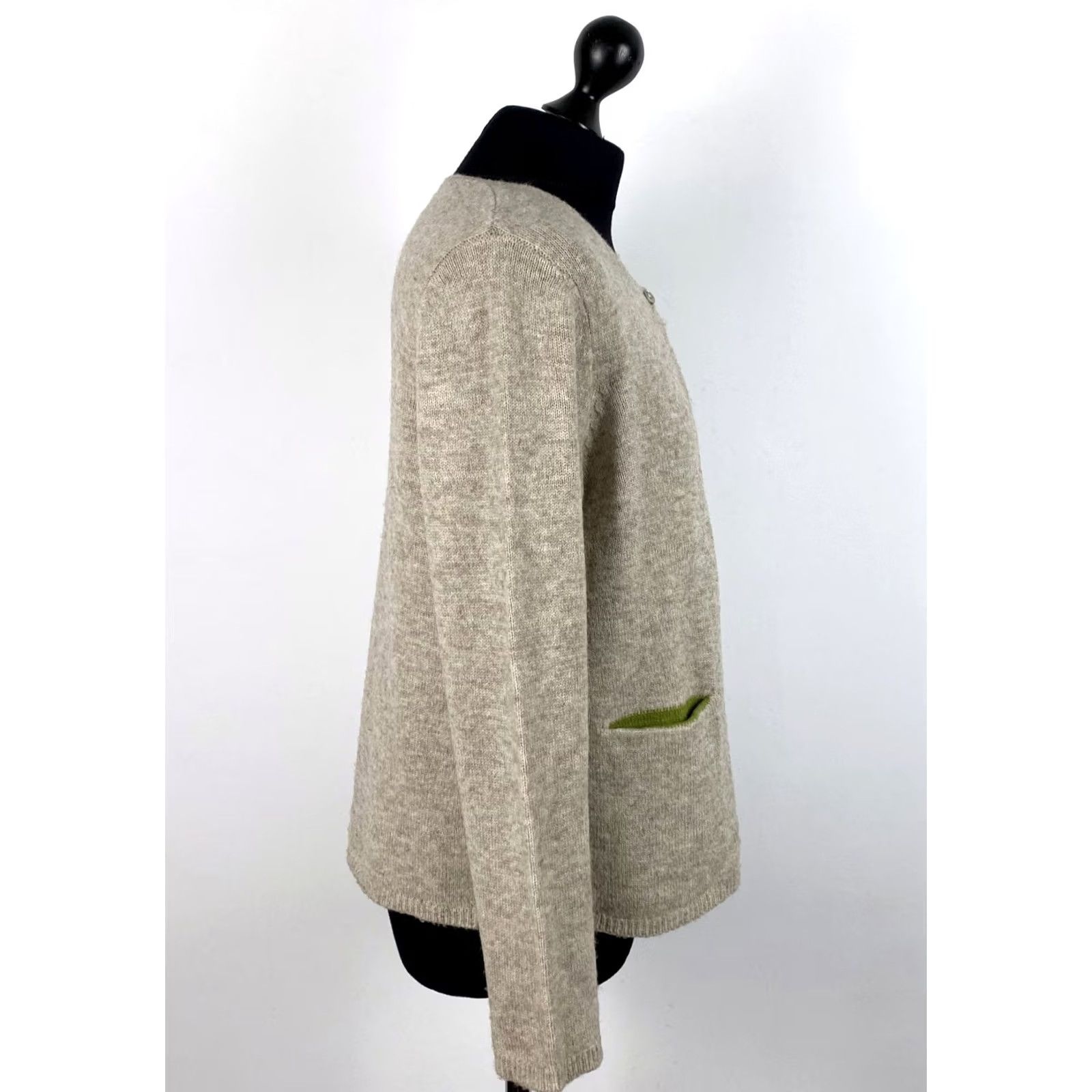 Vintage Gudrun Sjoden womens beige 100% wool cardigan robe Size L Size L / US 10 / IT 46 - 2 Thumbnail